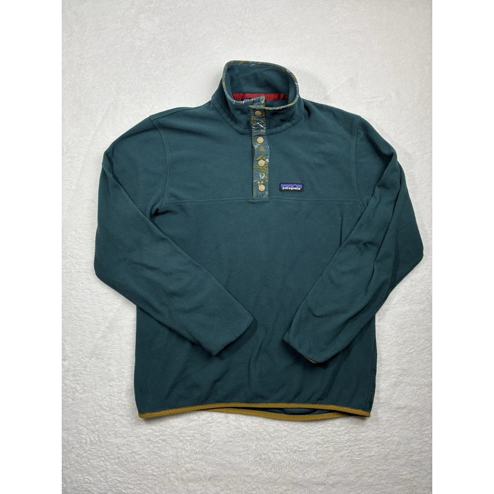 Patagonia Sweater Mens Small Green Micro D Snap T Pullover Lightweight Fleece